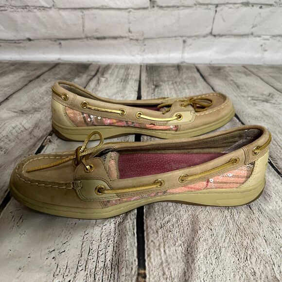 Sperry Top-Sider Tan & Pink Plaid Boat Shoes, Size 8.5, Pre-owned - Picture 5 of 6